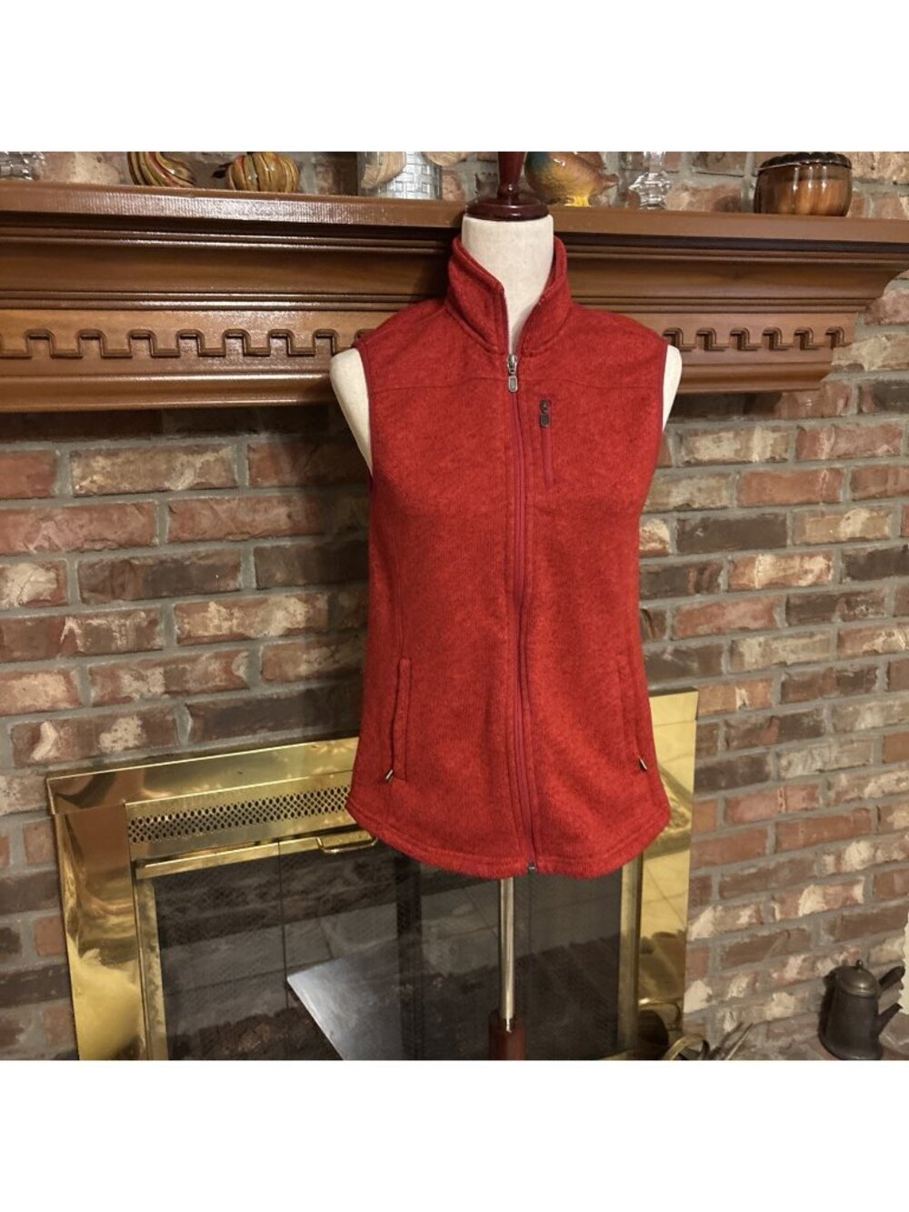 Orvis Trout Bum Ladies Fleece Vest Size Medium Red Orange